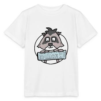 Raton laveur avec clavier / bureau / ordinateur nerd - T-shirt bio MINI CREATOR Stanley/Stella Enfant - blanc - Devant - Maike (125cm)