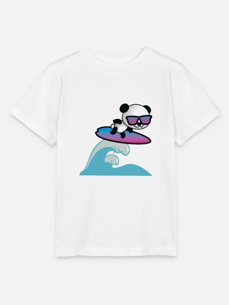 Surfing Panda - Stanley/Stella Kinder T-Shirt MINI CREATOR - Weiß