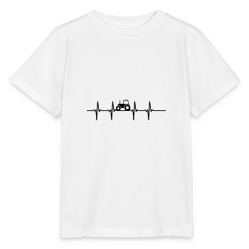Traktor Landwirt Bauer Herzschlag Pulse Geschenk - Stanley/Stella Kinder T-Shirt MINI CREATOR  - Weiß - Vorne - Maike (125cm)