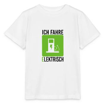 Ich fahre elektrisch Elektroauto Zapfsäule Strom - Stanley/Stella Kinder T-Shirt MINI CREATOR  - Weiß - Vorne - Maike (125cm)