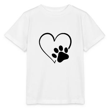 Dog Paw Print Heart - Stanley/Stella MINI CREATOR Kids’ T-Shirt - white - Front - Maike (125cm)