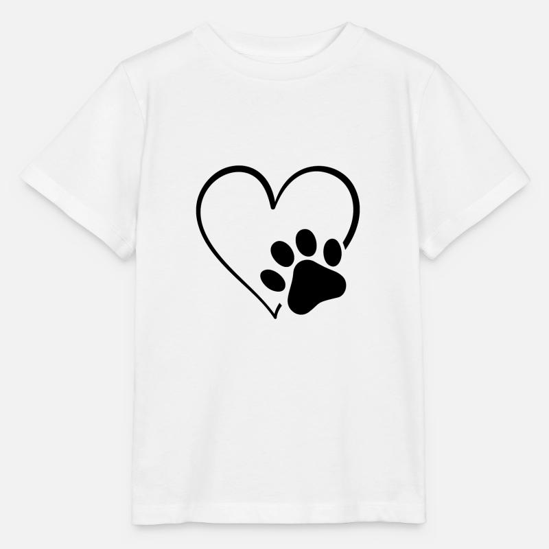 Cœur d’impression de patte de chien - T-shirt bio MINI CREATOR Stanley/Stella Enfant - blanc