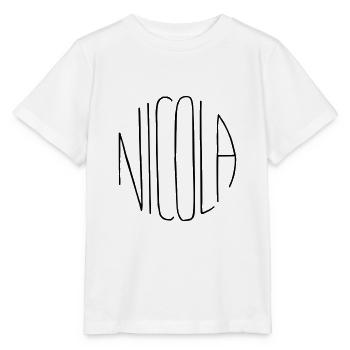 Cadeau Nicola - T-shirt bio MINI CREATOR Stanley/Stella Enfant - blanc - Devant - Maike (125cm)