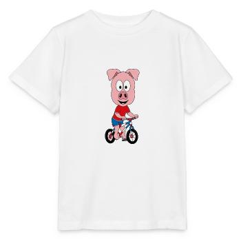 FAHRRAD - SCHWEIN - TIER - KIND - BABY - Stanley/Stella Kinder T-Shirt MINI CREATOR  - Weiß - Vorne - Maike (125cm)
