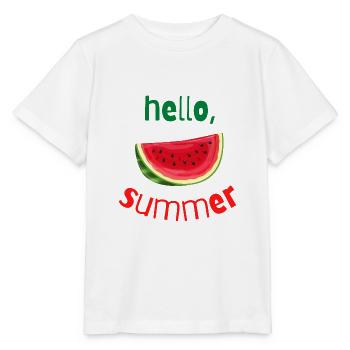 Hello Summer mit Wassermelonengrün und Rot - Stanley/Stella Kinder T-Shirt MINI CREATOR  - Weiß - Vorne - Maike (125cm)