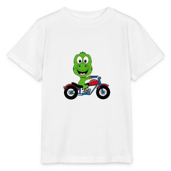 DINOSAURIER - MOTORRAD - BIKER - MOTORSPORT - Stanley/Stella Kinder T-Shirt MINI CREATOR  - Weiß - Vorne - Maike (125cm)