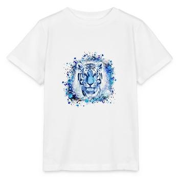 white tiger ,tiger,blue,graffiti, watercolour - Stanley/Stella MINI CREATOR Kids’ T-Shirt - white - Front - Maike (125cm)
