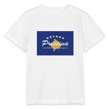 Pristina - Hauptstadt mit GPS & Flagge - Stanley/Stella Kinder T-Shirt MINI CREATOR  - Weiß - Vorne - Maike (125cm)