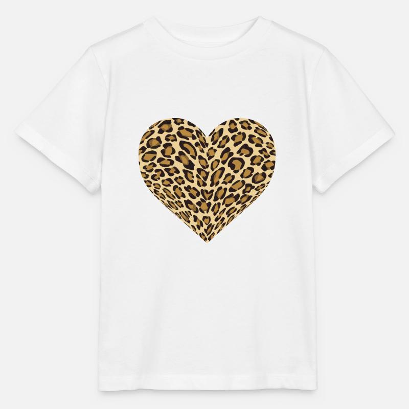 Leopard Heart - Stanley/Stella MINI CREATOR Kids’ T-Shirt - white