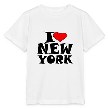 New York - J'aime New York - J'adore New York - T-shirt bio MINI CREATOR Stanley/Stella Enfant - blanc - Devant - Maike (125cm)