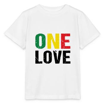 One Love Reggae Musik Jamaica - Stanley/Stella Kinder T-Shirt MINI CREATOR  - Weiß - Vorne - Maike (125cm)
