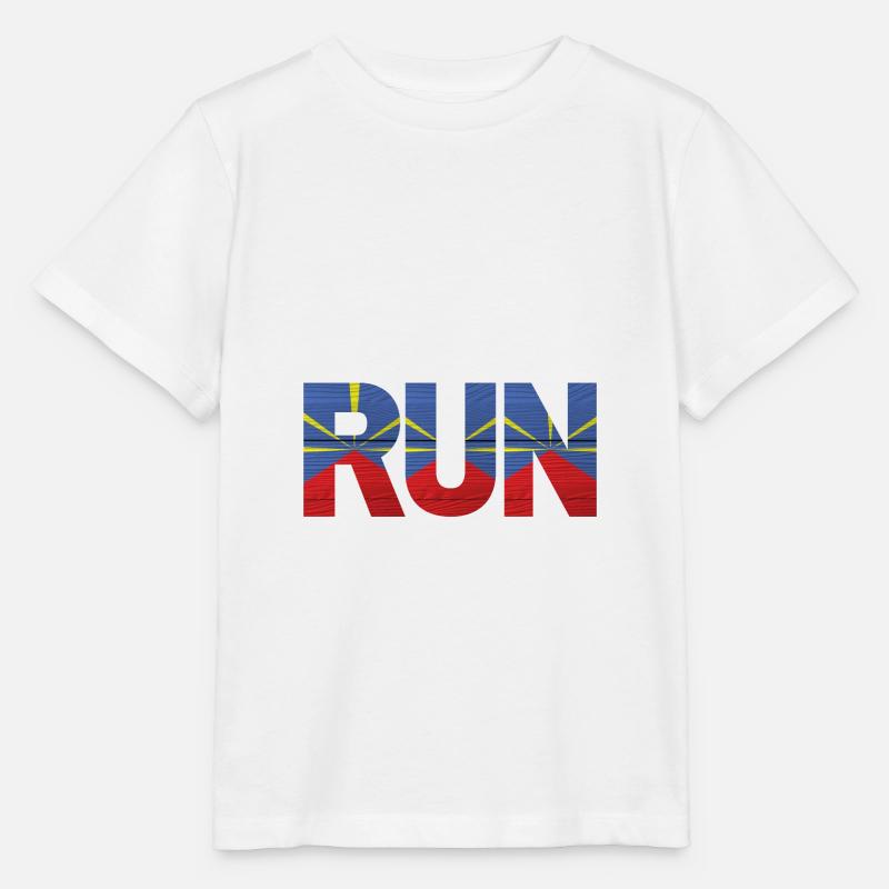 Run île de la Réunion drapeau - T-shirt bio MINI CREATOR Stanley/Stella Enfant - blanc