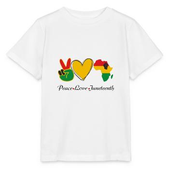Peace Love Juneteenth, Jour de la Liberté Amérique Africaine - T-shirt bio MINI CREATOR Stanley/Stella Enfant - blanc - Devant - Maike (125cm)