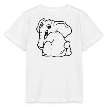 L’éléphant se retourne - surpris, effrayé - T-shirt bio MINI CREATOR Stanley/Stella Enfant - blanc - Devant - Maike (125cm)