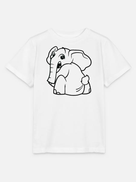 Elefant dreht sich um - überrascht, erschrocken - Stanley/Stella Kinder T-Shirt MINI CREATOR - Weiß