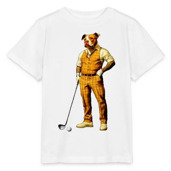 Pitbull Golfspieler - Stanley/Stella Kinder T-Shirt MINI CREATOR  - Weiß - Vorne - Maike (125cm)