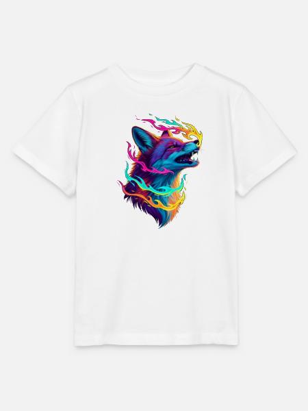 Neonwolf Flammenzauber - Stanley/Stella Kinder T-Shirt MINI CREATOR - Weiß