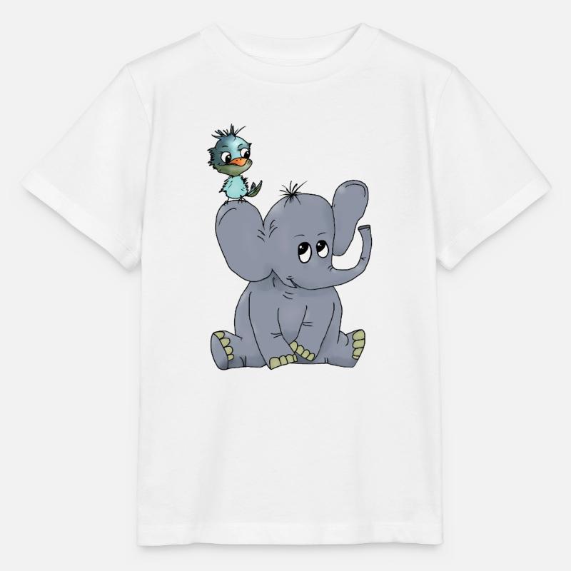 Elefant_mit_Vogel - T-shirt bio MINI CREATOR Stanley/Stella Enfant - blanc