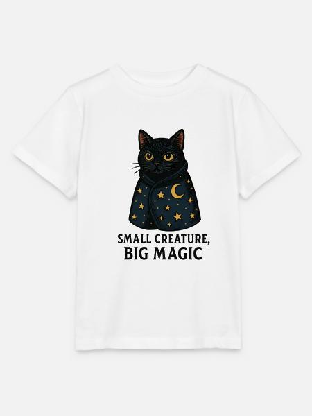Mondnacht Katze Sternencape - Stanley/Stella Kinder T-Shirt MINI CREATOR - Weiß