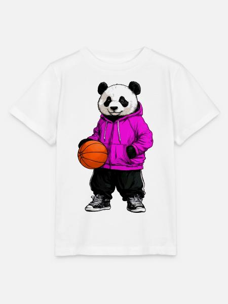 Basketball Panda - Stanley/Stella Kinder T-Shirt MINI CREATOR - Weiß