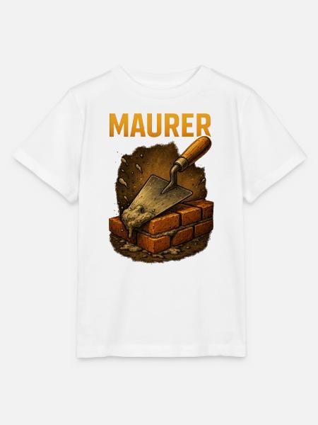 Maurerarbeit: Ziegelmauer - Stanley/Stella Kinder T-Shirt MINI CREATOR - Weiß