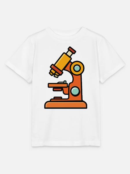 Mikroskop-Illustration fürs Laborabenteuer - Stanley/Stella Kinder T-Shirt MINI CREATOR - Weiß