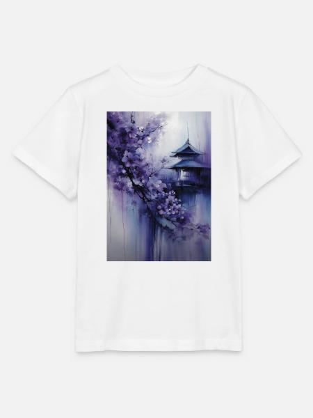 Lila Pagode und Blumen - Stanley/Stella Kinder T-Shirt MINI CREATOR - Weiß