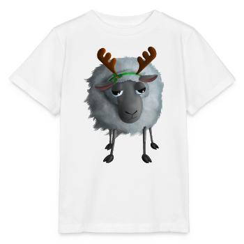 Schaf mit Rentiergeweih - Genervt zu Weihnachten - Stanley/Stella Kinder T-Shirt MINI CREATOR  - Weiß - Vorne - Maike (125cm)
