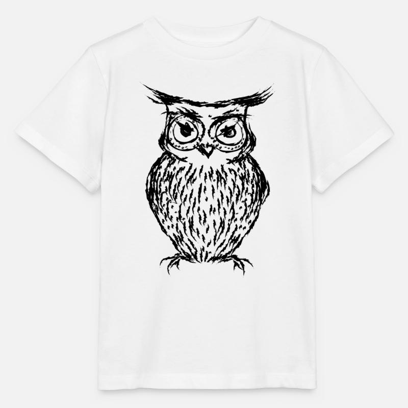 Black owl - Stanley/Stella Kinder T-Shirt MINI CREATOR  - Weiß