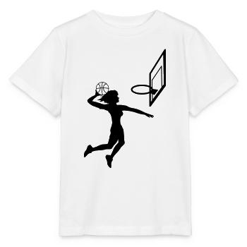 dunking basketball dunk woman female girl coo - Stanley/Stella MINI CREATOR Kids’ T-Shirt - white - Front - Maike (125cm)