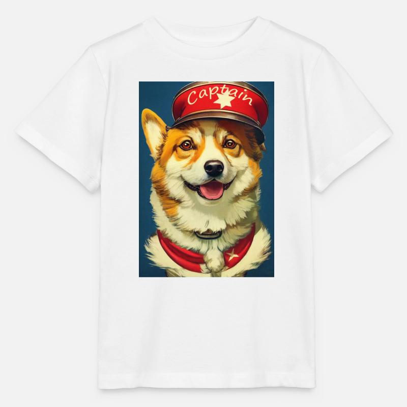 Capitaine Corgi - T-shirt bio MINI CREATOR Stanley/Stella Enfant - blanc