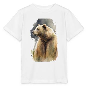 Grizzly Bear Aquarel - Stanley/Stella Kinder-T-shirt MINI CREATOR  - wit - Voor - Maike (125cm)