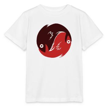 Ying Yang - Poissons rouge - T-shirt bio MINI CREATOR Stanley/Stella Enfant - blanc - Devant - Maike (125cm)