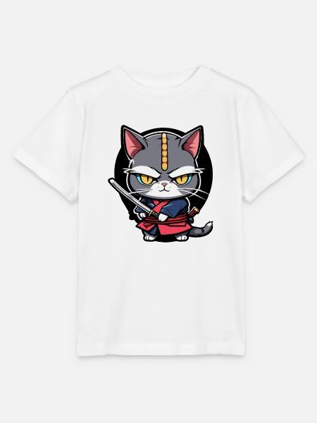 Samurai-Katze #8 - Stanley/Stella Kinder T-Shirt MINI CREATOR - Weiß
