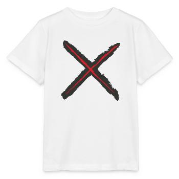 Rouge X - Croix de Saint-André Style Grunge rouge sur noir - T-shirt bio MINI CREATOR Stanley/Stella Enfant - blanc - Devant - Maike (125cm)