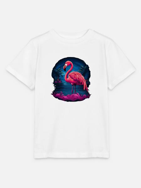 Rosa Flamingo - Stanley/Stella Kinder T-Shirt MINI CREATOR - Weiß