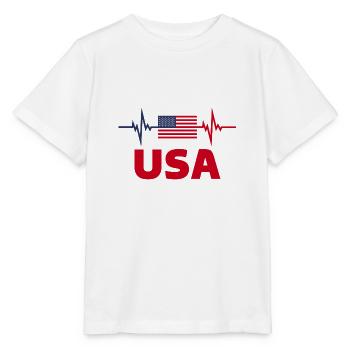 Vereinigte Staaten von Amerika Fußball-Herzschlag - Stanley/Stella Kinder T-Shirt MINI CREATOR  - Weiß - Vorne - Maike (125cm)