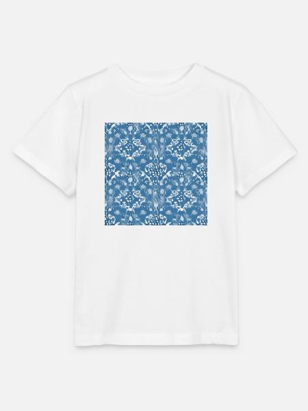 Ornamentmuster auf blauem Hintergrund - Stanley/Stella Kinder T-Shirt MINI CREATOR - Weiß