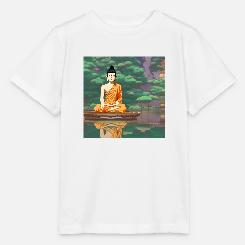 Cartoon Buddha Statue Kunst - Stanley/Stella Kinder T-Shirt MINI CREATOR  - Weiß