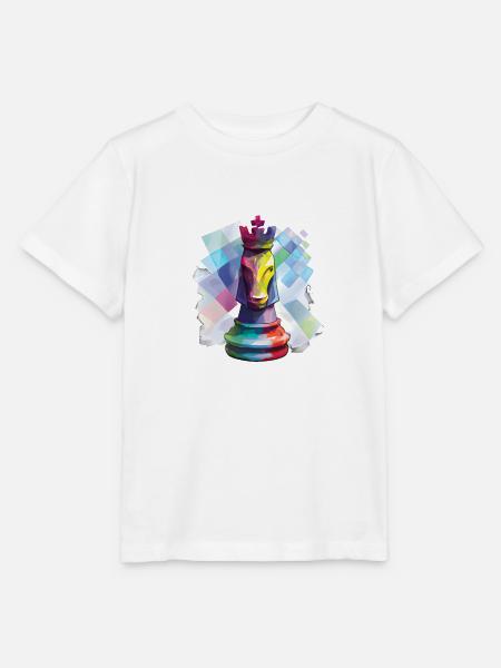 Kunst Schachfigur Pferd als König - Stanley/Stella Kinder T-Shirt MINI CREATOR - Weiß