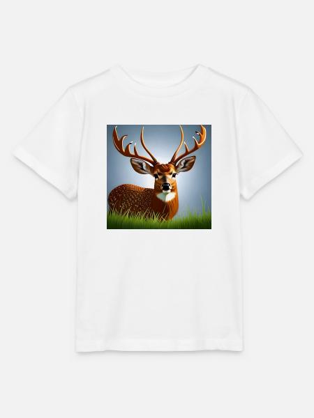 Hirsch im Gras - Stanley/Stella Kinder T-Shirt MINI CREATOR  - Weiß