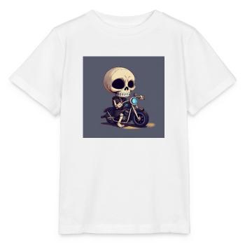 Bone to be Wild: Entzückender Schädel fährt Motorrad - Stanley/Stella Kinder T-Shirt MINI CREATOR  - Weiß - Vorne - Maike (125cm)