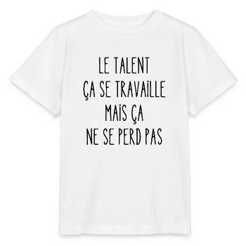 le talent ça se travaille - T-shirt bio MINI CREATOR Stanley/Stella Enfant - blanc - Devant - Maike (125cm)