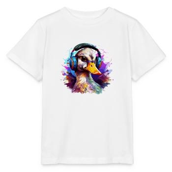 Funky Ente mit Kopfhörer Graffiti-Style - Stanley/Stella Kinder T-Shirt MINI CREATOR  - Weiß - Vorne - Maike (125cm)