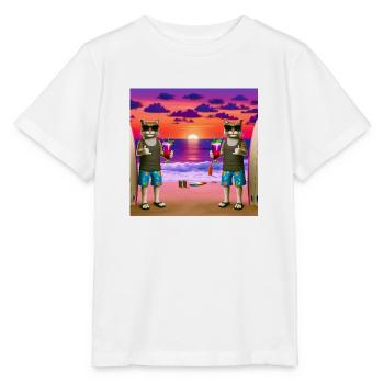 Gato Loco Surfdudes Cat Cats Beach Sundowner - Stanley/Stella MINI CREATOR Kids’ T-Shirt - white - Front - Maike (125cm)