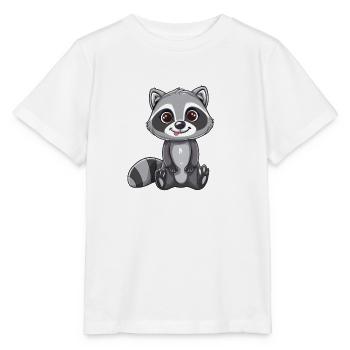 Niedlicher Waschbär Mit Großen Augen - Stanley/Stella Kinder T-Shirt MINI CREATOR  - Weiß - Vorne - Maike (125cm)