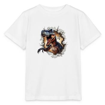 Autocollant T-rex de dinosaure - T-shirt bio MINI CREATOR Stanley/Stella Enfant - blanc - Devant - Maike (125cm)
