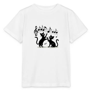 Black cats pattern playing with musical note - Stanley/Stella MINI CREATOR Kids’ T-Shirt - white - Front - Maike (125cm)
