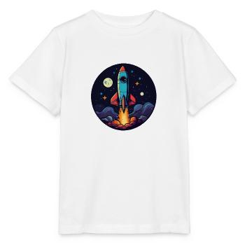 Fusée spatiale. Fusée dessin mignon. Logo de fusée - T-shirt bio MINI CREATOR Stanley/Stella Enfant - blanc - Devant - Maike (125cm)