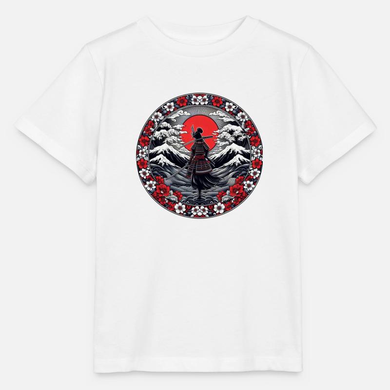 Ombre Samurai Mädchen Kirschblüte - Stanley/Stella Kinder T-Shirt MINI CREATOR  - Weiß